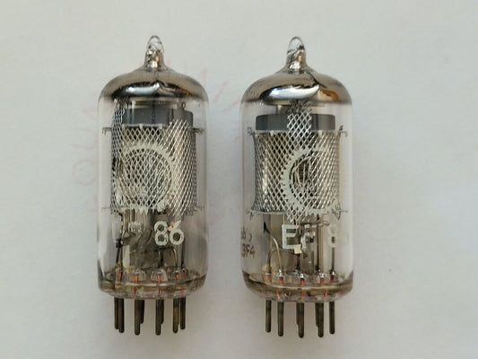 2x Mazda EF86 6267 Maschenplatten, passende Codes – Valvo-Etikett – Brüssel 1963
