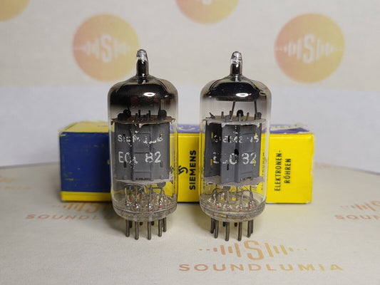 Siemens ECC82 12AU7 Lange Platten passendes Paar - München 1960 K64 - gleicher Code - NOS