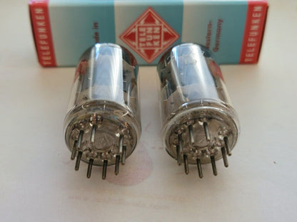 2x Telefunken ECC83 17mm Rippenplatten passende Codes - Berlin 1956 - Stark 