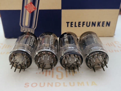 Telefunken ECC83 Lange glatte Platten, Matched Quad ◇ Base - Berlin '62/'64 - NOS 