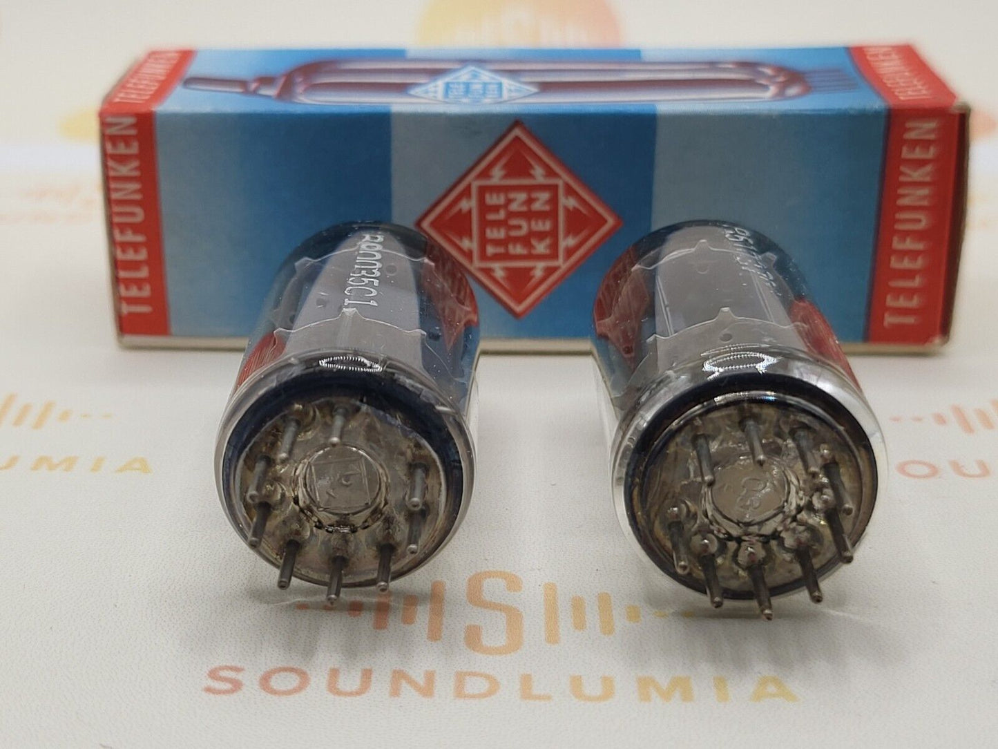 2x Telefunken ECC83 12AX7 17mm lange glatte Platten ◇ Unten - Berlin 1963 -Stark 