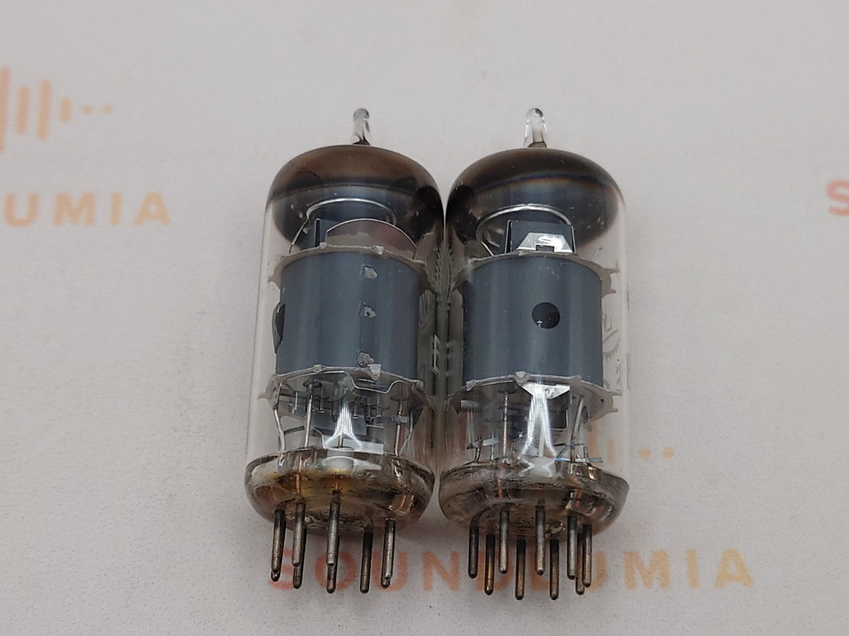 Telefunken EF86 vintage vacuum tubes gray plates O-getter diamond bottom Valvo label matched pair NOS