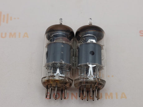 Telefunken EF86 vintage vacuum tubes gray plates O-getter diamond bottom Valvo label matched pair NOS