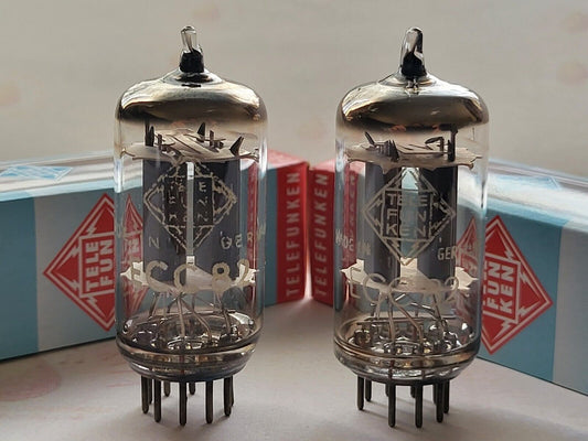 Telefunken ECC82 Matched Pair - 17mm Long Smooth Plates ◇ Bottom - Berlin 1961