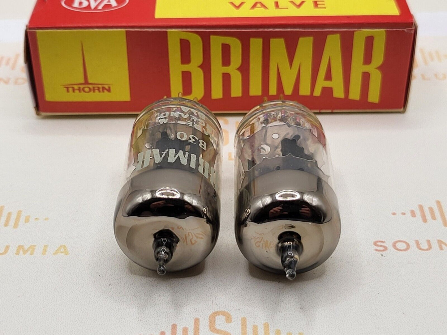 Brimar B309 (ECC81+) Schwarze Platten, passendes Paar mit Goldstiften – 1960/62 – BVA – Stark