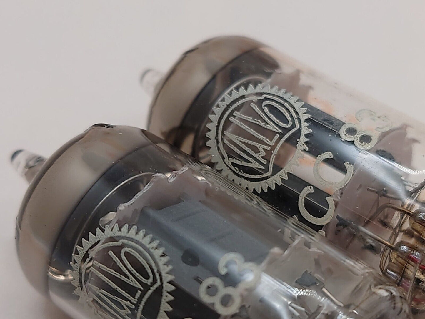 2x Valvo ECC83 12AX7 Kurzplatten O-Getter - Heerlen, NL 1961/62 I65 NOS/NOS+ 