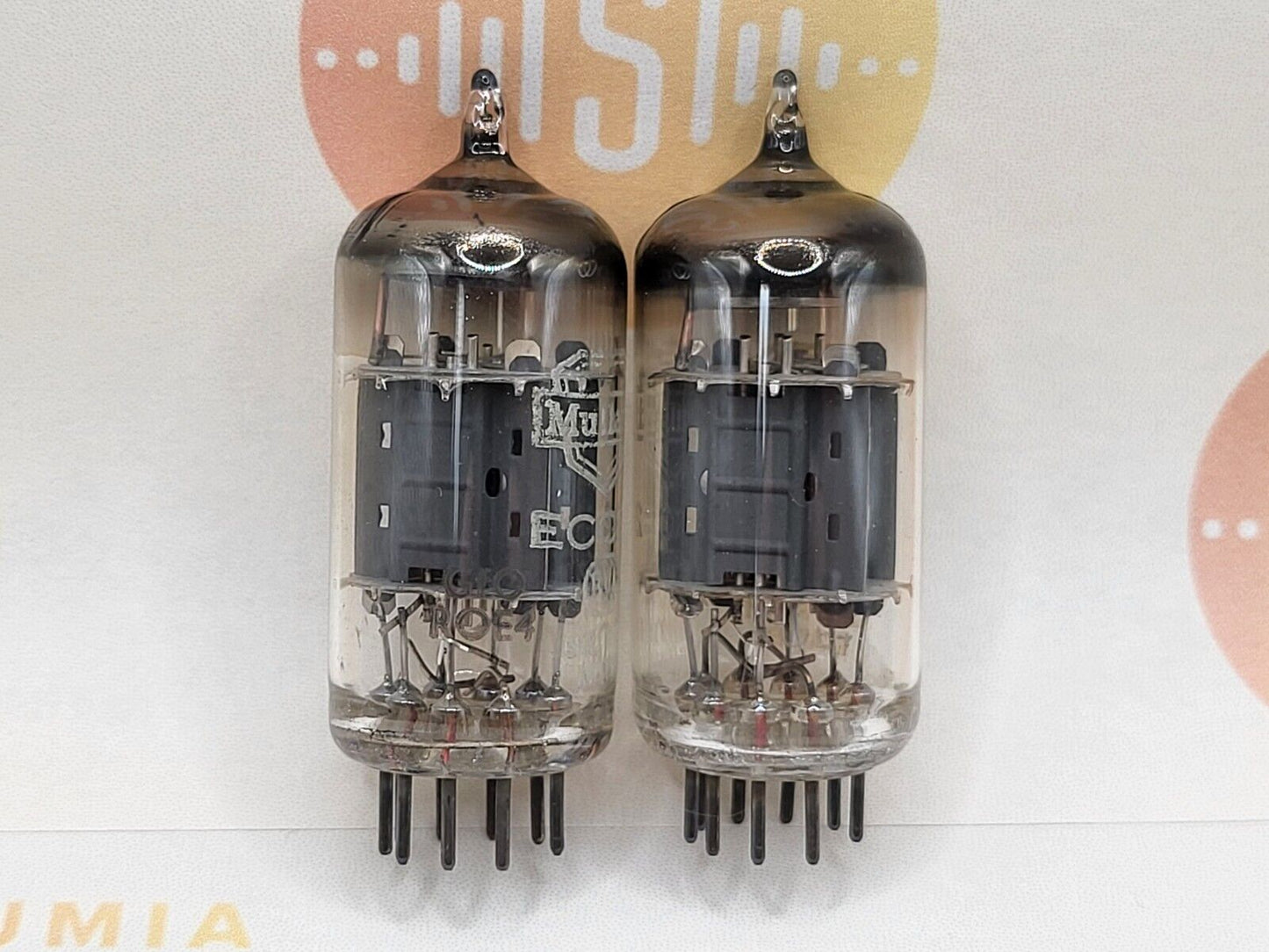 2x Mullard ECC82 12AU7 Kurze Platten Schild Logo BVA - Mitcham '60 Gf0 - Gleicher Code
