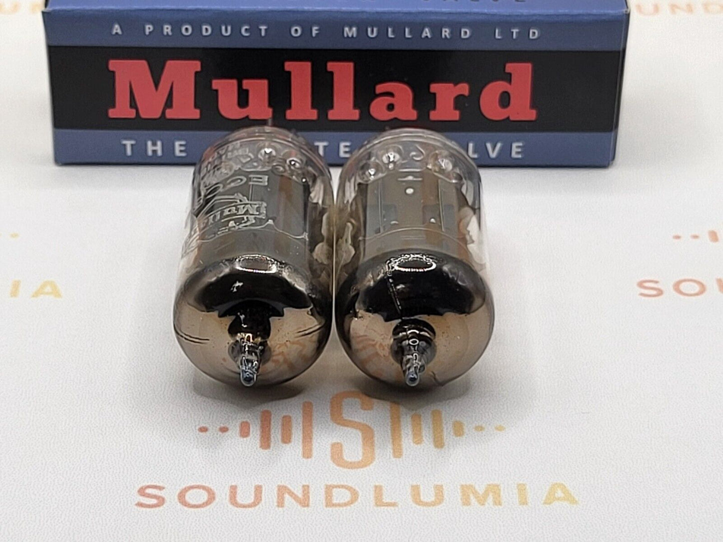 2x Mullard ECC82 12AU7 Kurze Platten Schild Logo BVA - Mitcham '60 Gf0 - Gleicher Code