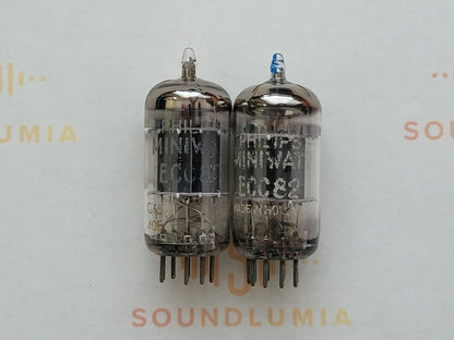 2x Philips 12AU7 ECC82 Short Plates w/ Select Tube - Holland 1960/61 - Strong