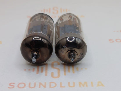2x Telefunken ECC82 12AU7 Langrippenplatten vor ◇ unten - Berlin '53 - gleicher Code 