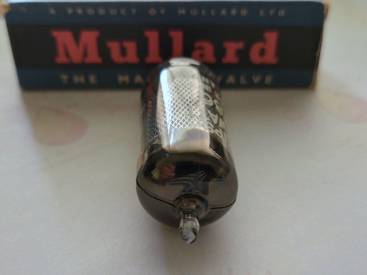 1x Mullard EF86 Lange Maschenplatten 15° Quadrat D Getter Philips Label Blackburn '59