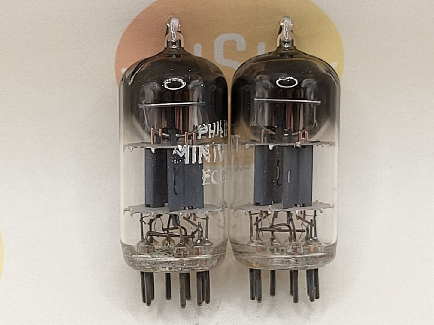 Philips ECC81 12AT7 45° Angled D-Getter Matched Pair - Copenhagen 1957  (∆7 TkB)