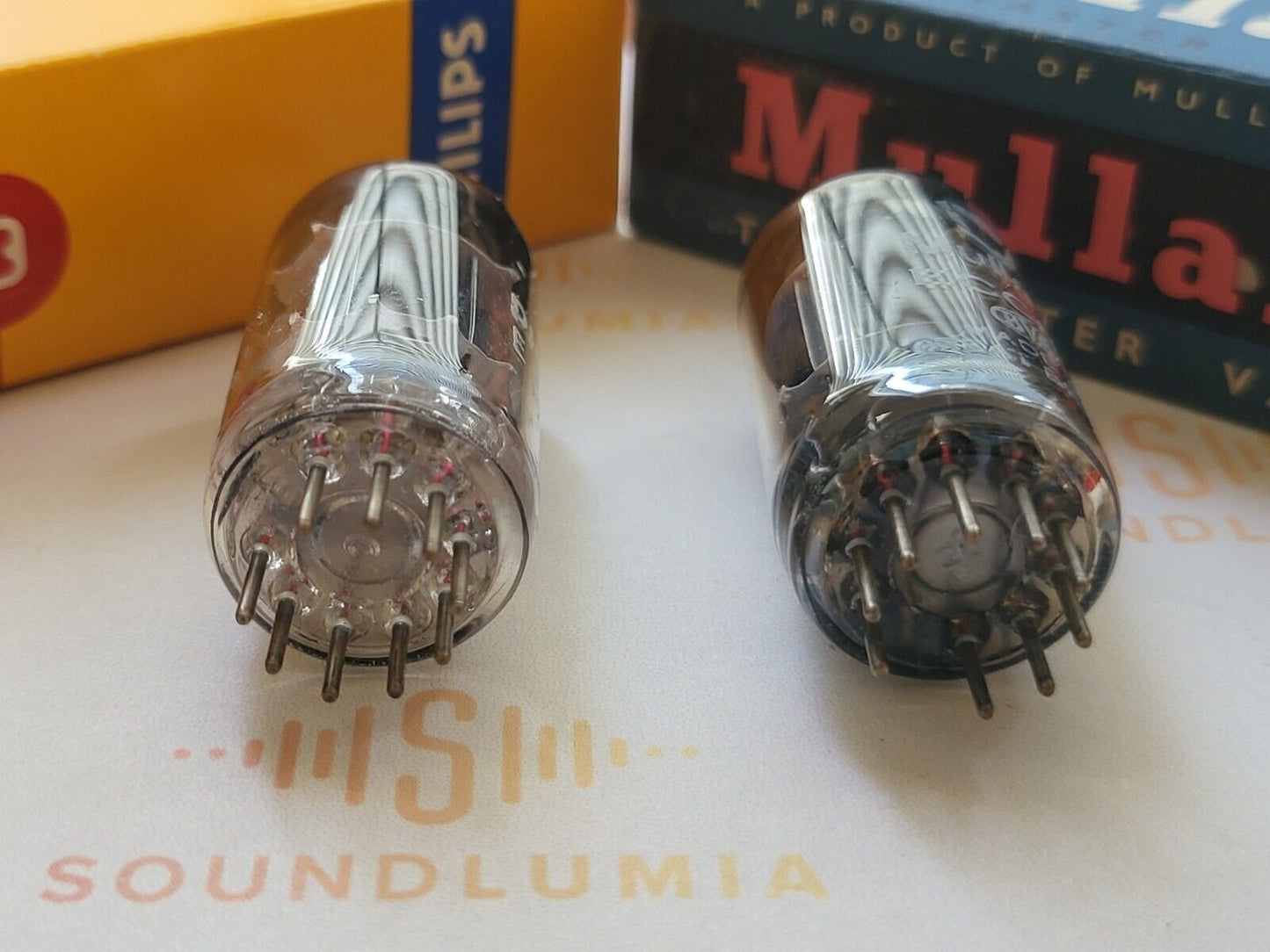 Mullard 12AU7 ECC82 Passendes Paar Philips/Shield Logo - Blackburn '64/'65 -Stark