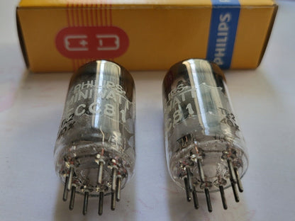 Philips ECC81 12AT7 Folien-D-Getter, passendes Paar – Holland 1960 TK2 – gleicher Code