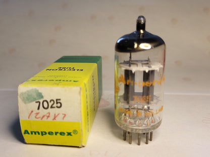 1x Amperex 7025 Dimple Disc Getter Originalverpackung – Holland 1971 – Orange Globe – NOS 