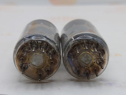 Telefunken EF86 vintage vacuum tubes gray plates O-getter diamond bottom Valvo label matched pair NOS