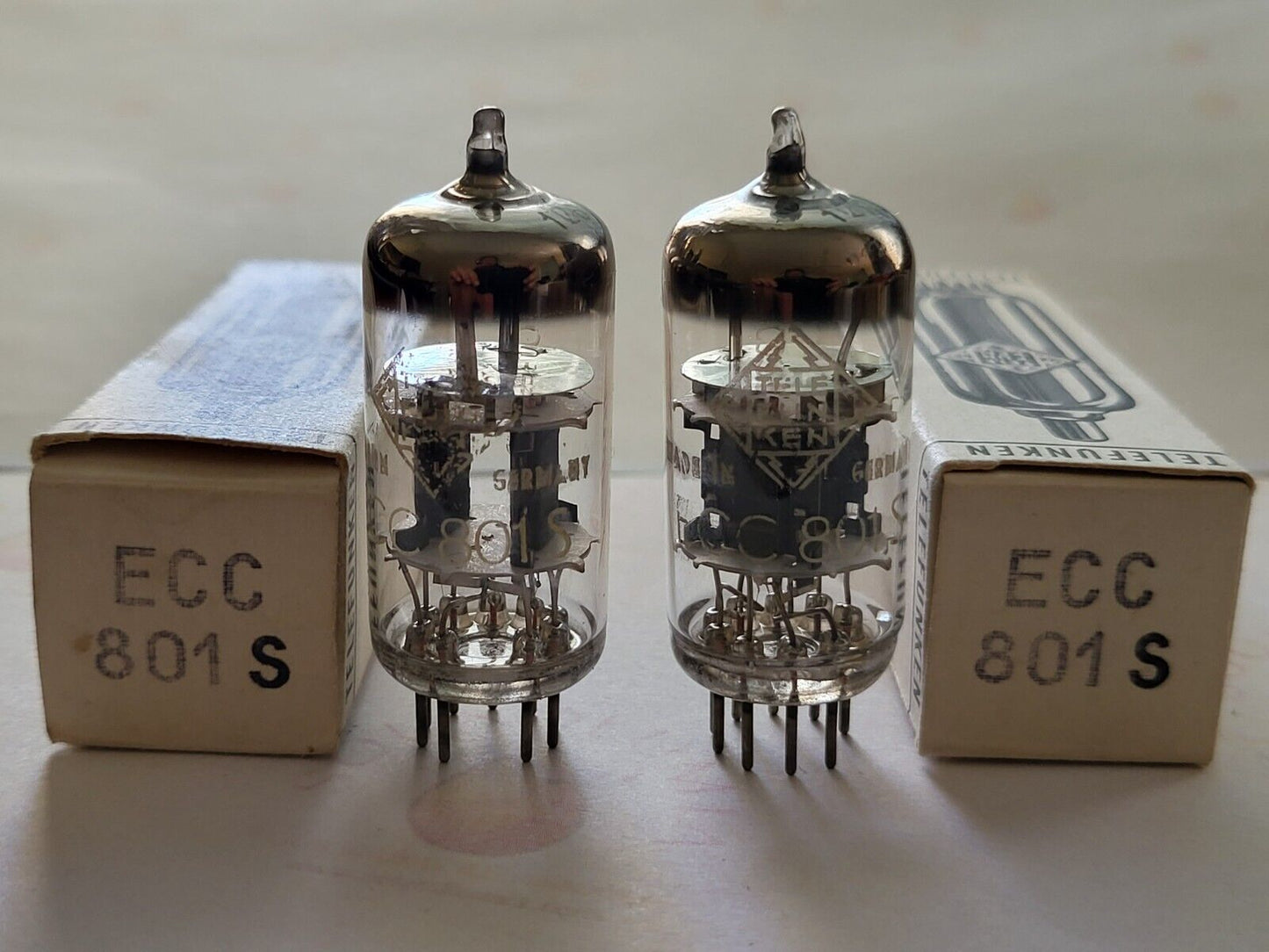 Telefunken ECC801S ECC81 Matched Pair Orig. Boxen ◇ Unten - Ulm 1960 