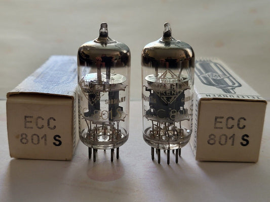 Telefunken ECC801S ECC81 Matched Pair Orig. Boxes ◇ Bottom - Ulm 1960