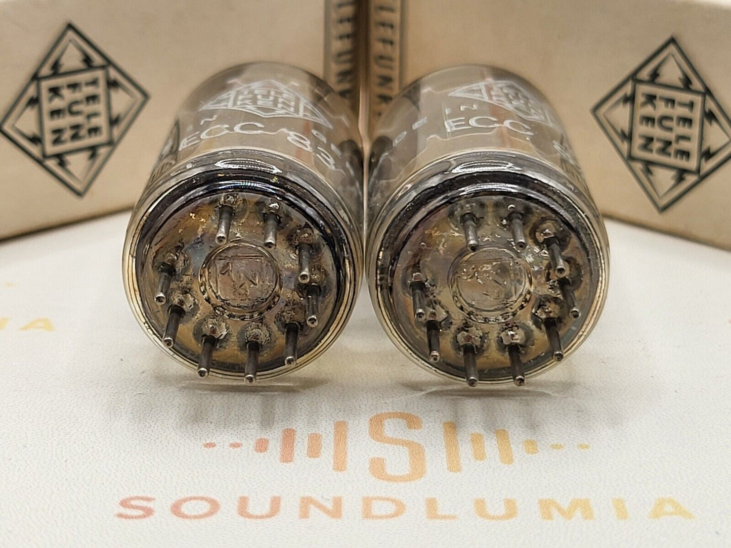 Telefunken ECC83 12AX7 17mm glatte Platten passendes Paar ◇ - Berlin '69 - Stark 