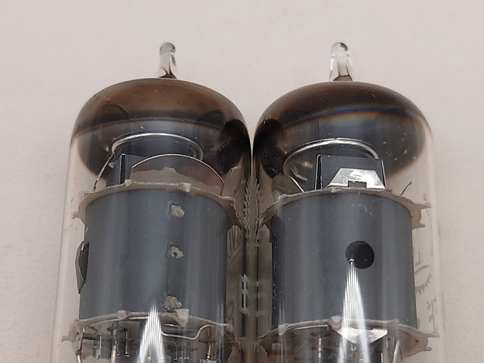 Telefunken EF86 vintage vacuum tubes gray plates O-getter diamond bottom Valvo label matched pair NOS