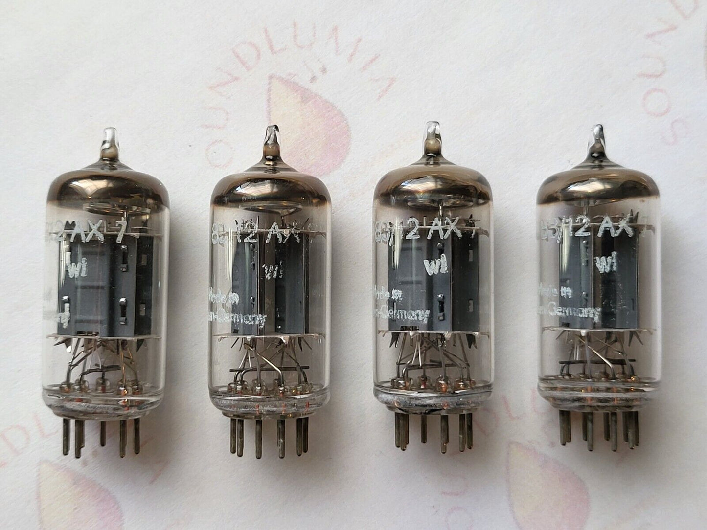 4x Telefunken ECC83 12AX7 Long Ribbed Plates w/ Matching Codes - Berlin 1960