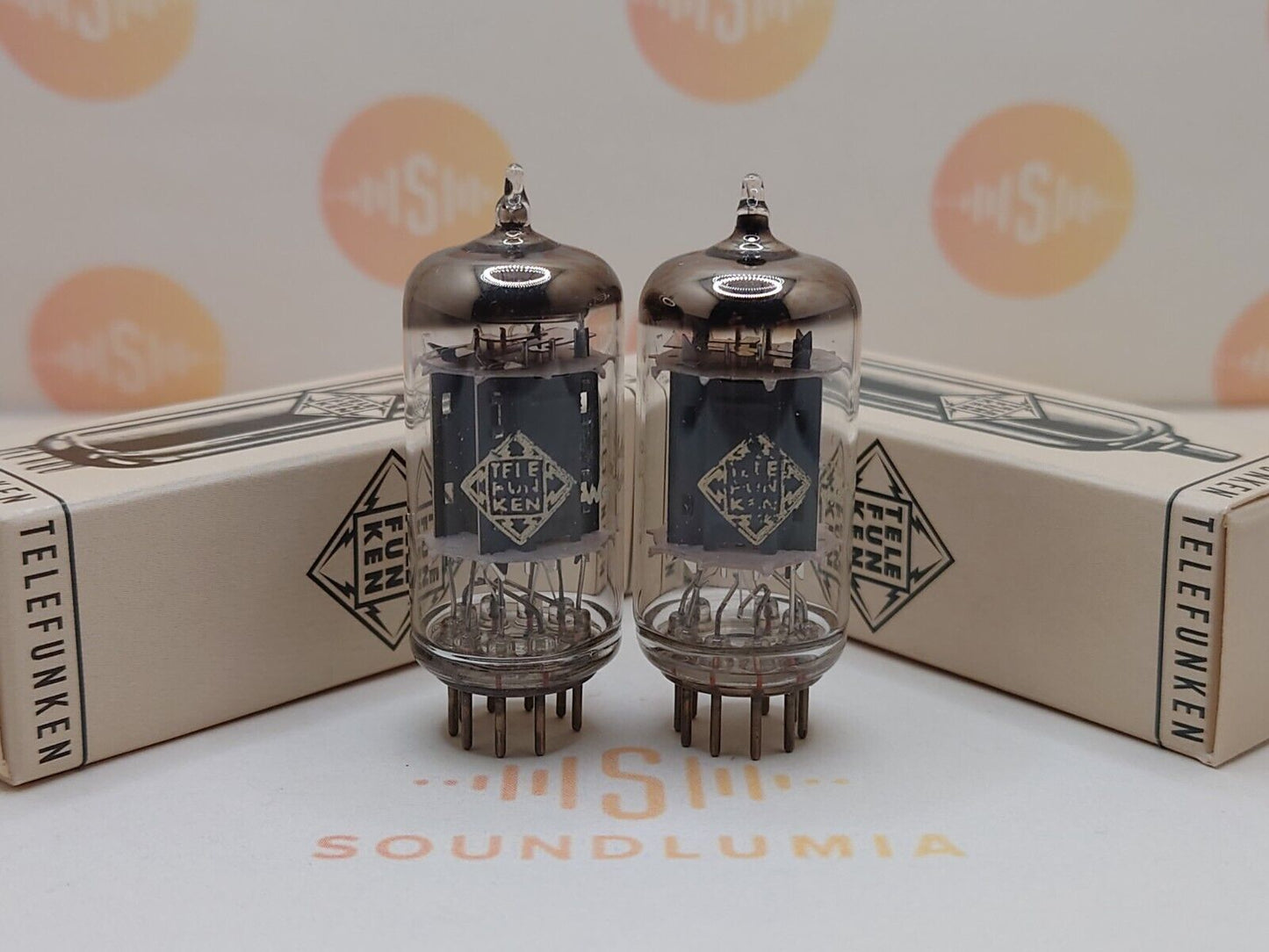 2x Telefunken ECC83 12AX7 Rippenplatten ◇ Unten - Berlin '58 - Gleicher Code - NOS+ 
