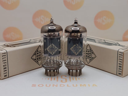 2x Telefunken ECC83 12AX7 Rippenplatten ◇ Unten - Berlin '58 - Gleicher Code - NOS+ 