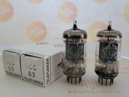 Telefunken ECC83 12AX7 Matched Pair 17mm Ribbed Plates  ◇ Base - Berlin 1961/62