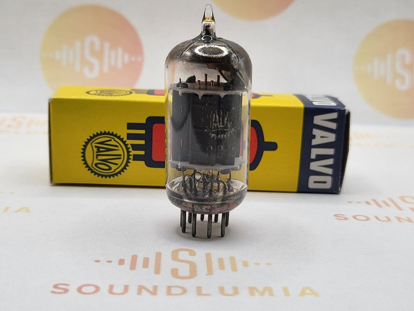 1x Valvo ECC83 12AX7 Lange Platten Folie D 45° Getter - Heerlen, NL '54 mCN