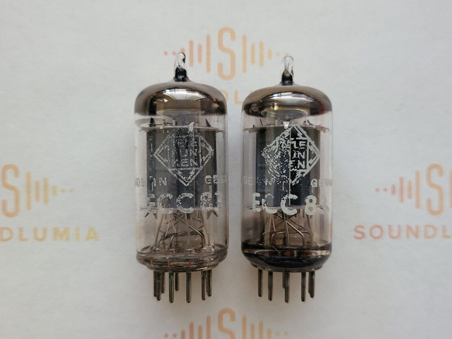 Telefunken ECC83 12AX7 Matched Pair 17mm Ribbed Plates  ◇ Base - Berlin 1961/62