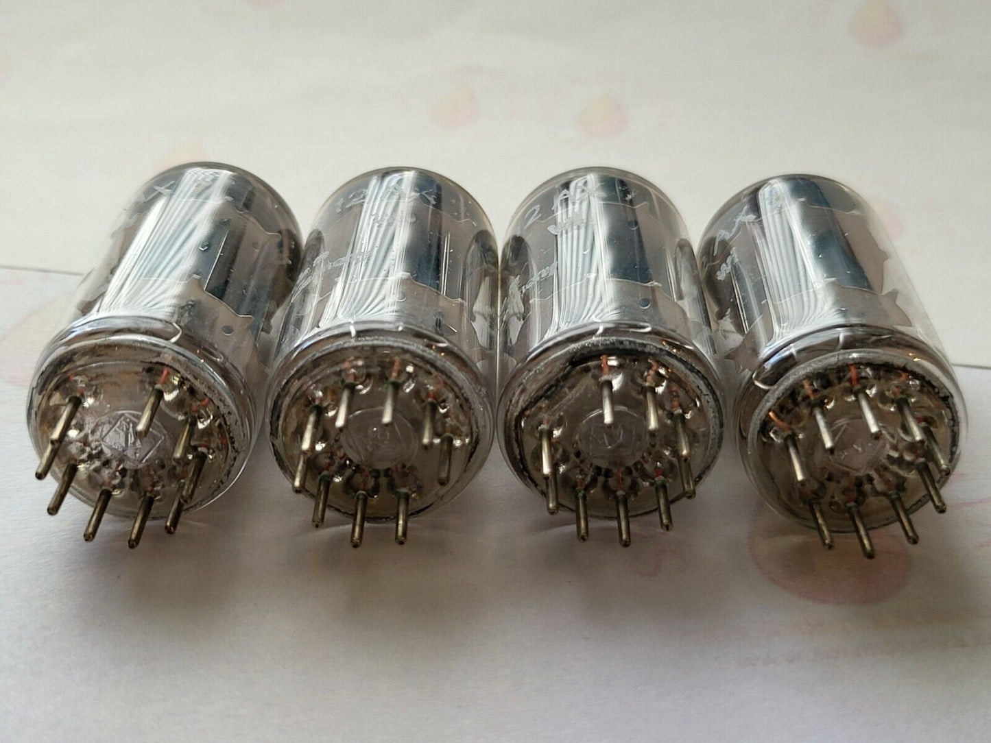 4x Telefunken ECC83 12AX7 Long Ribbed Plates w/ Matching Codes - Berlin 1960
