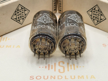 Telefunken ECC83 12AX7 17mm glatte Platten passendes Paar ◇ - Berlin '69 - Stark 