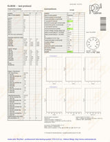 Technical test protocol with graphs and measurements on a white background