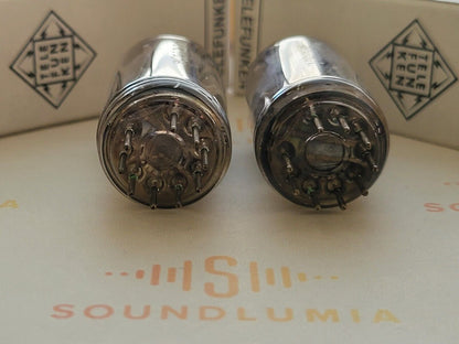 Telefunken ECC83 12AX7 Matched Pair 17mm Ribbed Plates  ◇ Base - Berlin 1961/62