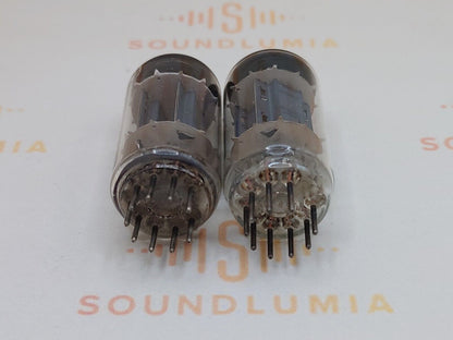2x Telefunken ECC82 12AU7 Langrippenplatten vor ◇ unten - Berlin '53 - gleicher Code 