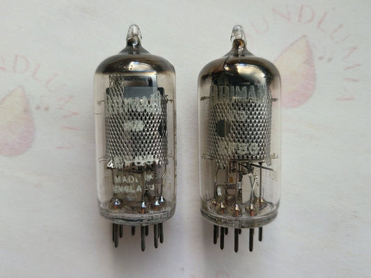 Mullard EF86 6267 Mesh-Platten, passendes Paar – Brimar-Label – Blackburn 1961 – NOS