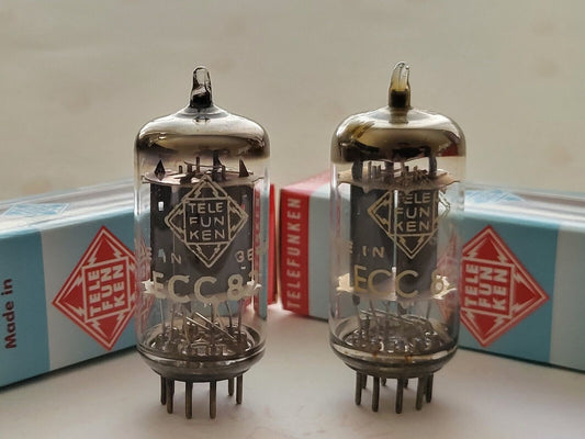 Telefunken ECC82 Matched Pair - 17mm Smooth Plates ◇ Bottom - Berlin 1961/62