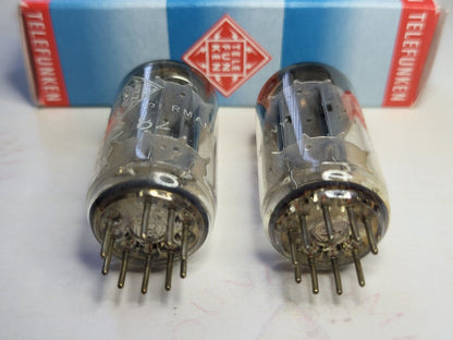 Telefunken ECC82 Matched Pair 17mm Smooth Plates ◇ Bottom - Berlin 1965/66 - NOS