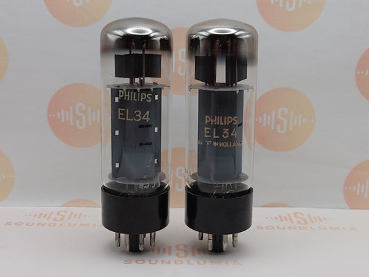 Mullard EL34 6ca7 o-getter matched pair vintage vacuum tube