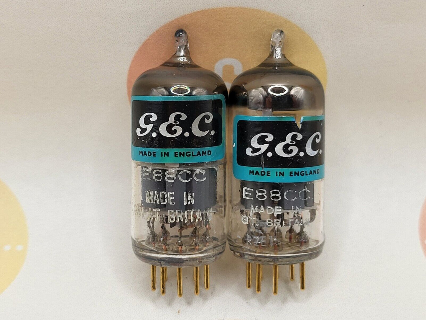 Mullard CV2492 (Mil. spec E88CC/6922) Passendes Paar - GEC Label - Mitcham '61/'62