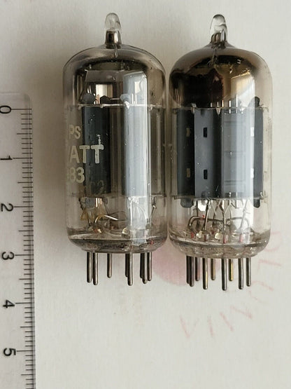 Philips 12AX7 ECC83 Folie D 45° Getter 17mm lange Platten passendes Paar - mC2 ⊿7A NOS