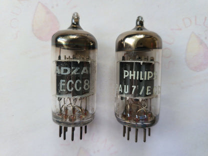 Mullard 12AU7 ECC82 passendes Paar - Philips/Adzam-Etiketten - Blackburn 1964 Gf2