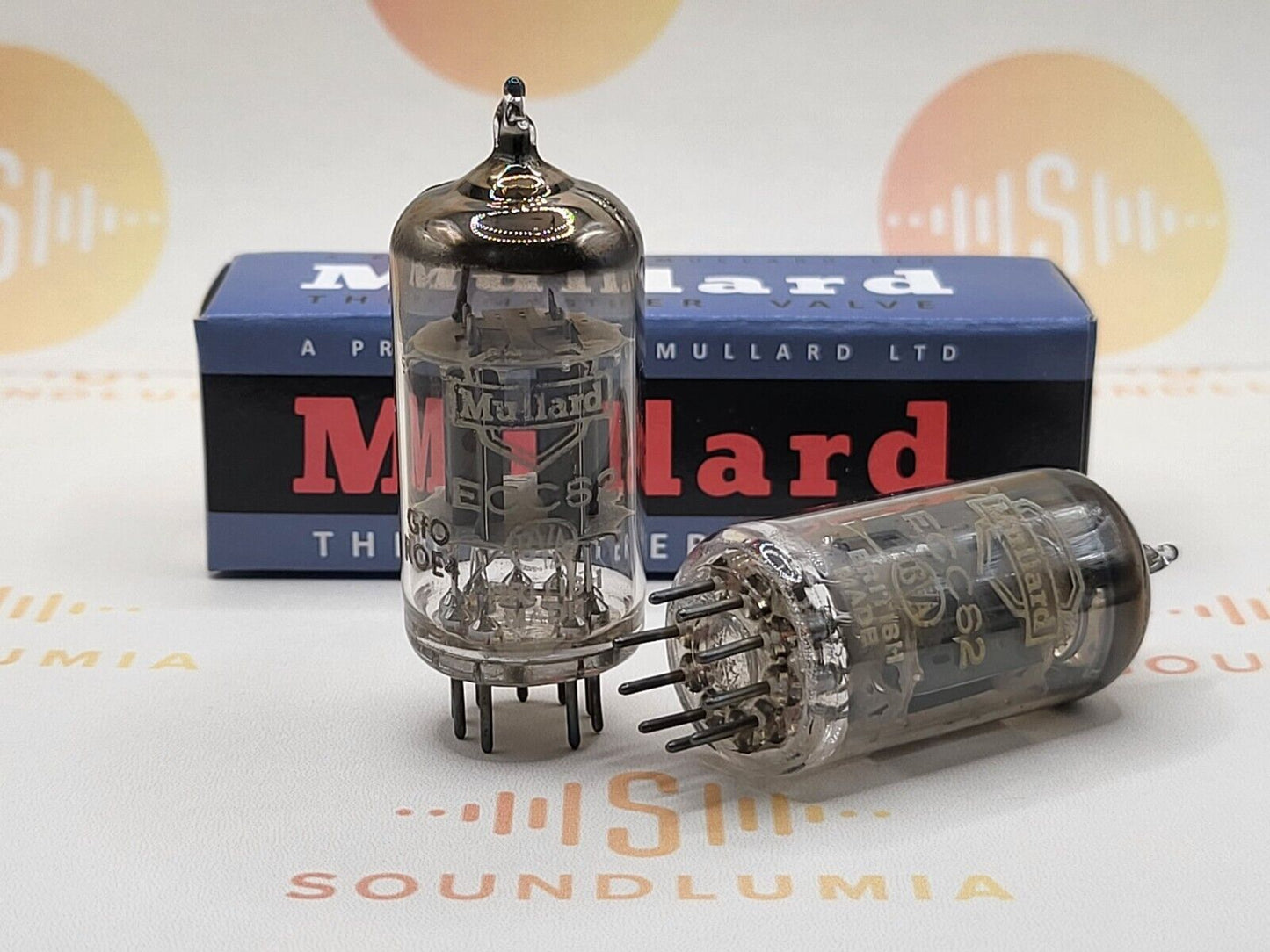 2x Mullard ECC82 12AU7 Kurze Platten Schild Logo BVA - Mitcham '60 Gf0 - Gleicher Code