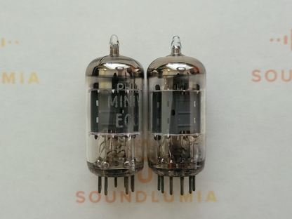 2x Philips 12AU7 ECC82 Short Plates w/ Select Tube - Holland 1960/61 - Strong