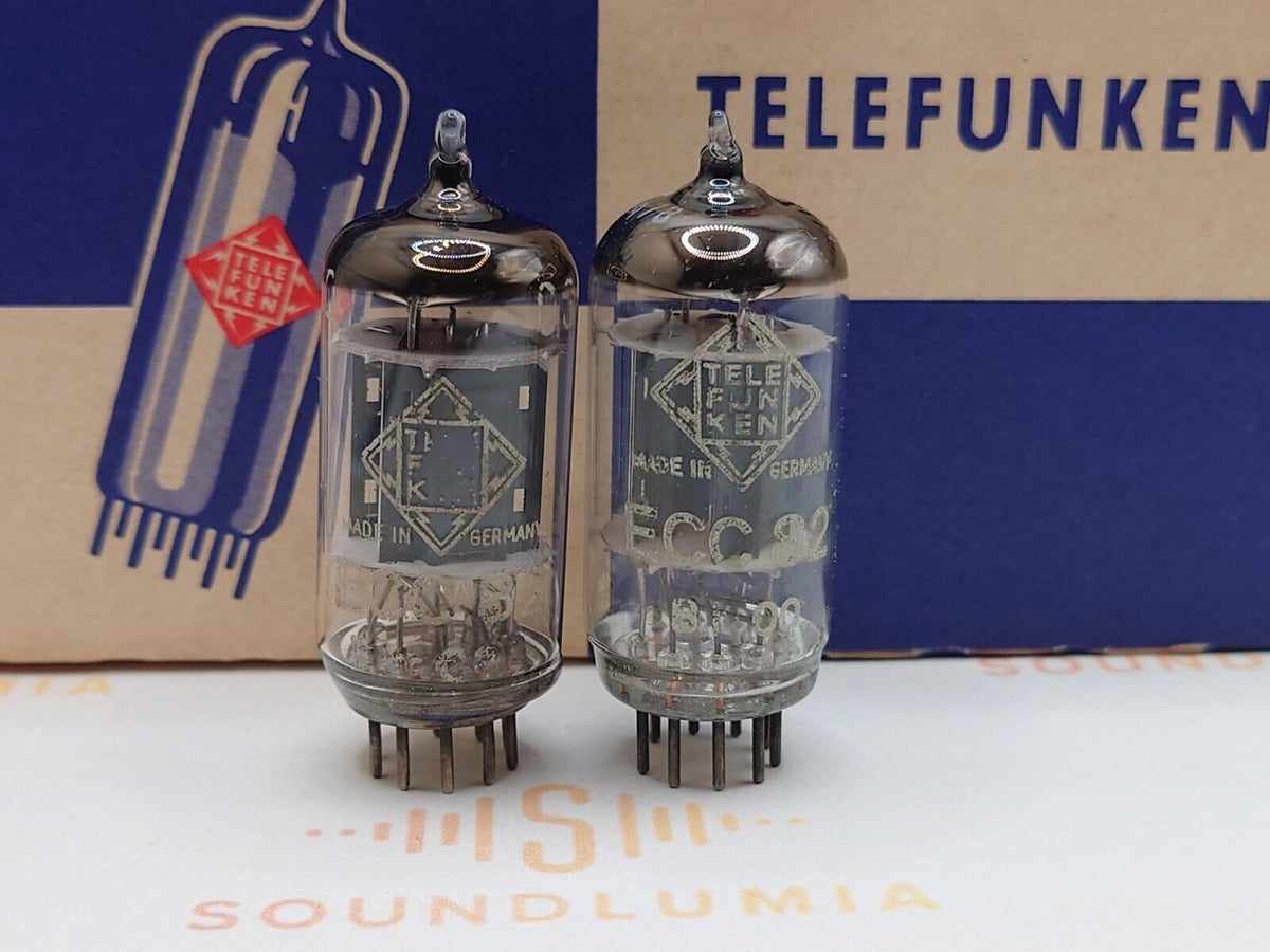 Telefunken ECC82 12AU7 vacuum tube with Ribbed Plate and Long Plates, image 1