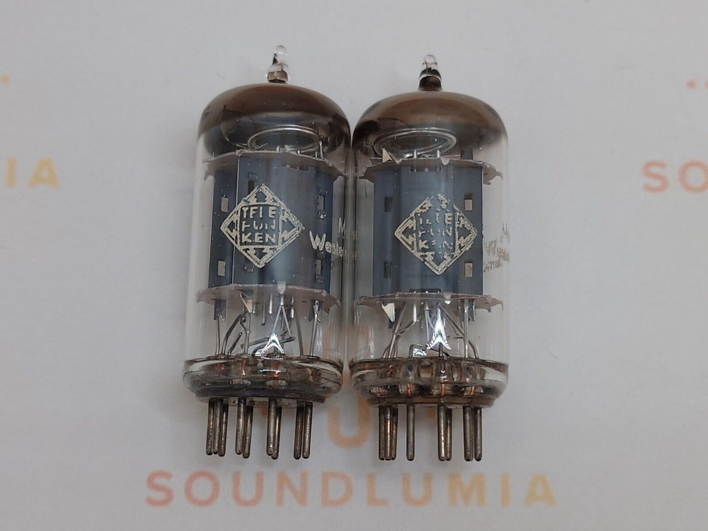 2x Telefunken ECC83 12AX7 Rippenplatten ◇ Unten - Berlin '58 - Gleicher Code - NOS+ 