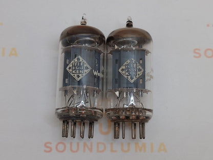 2x Telefunken ECC83 12AX7 Rippenplatten ◇ Unten - Berlin '58 - Gleicher Code - NOS+ 
