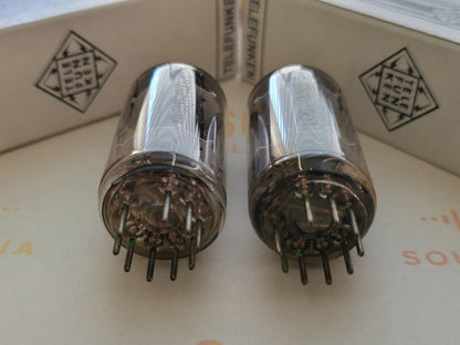 Telefunken ECC83 12AX7 Matched Pair 17mm Ribbed Plates  ◇ Base - Berlin 1961/62
