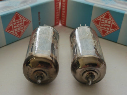 Telefunken ECC82 Matched Pair - 17mm Ribbed Plates ◇ Bottom - Berlin 1956/57 NOS