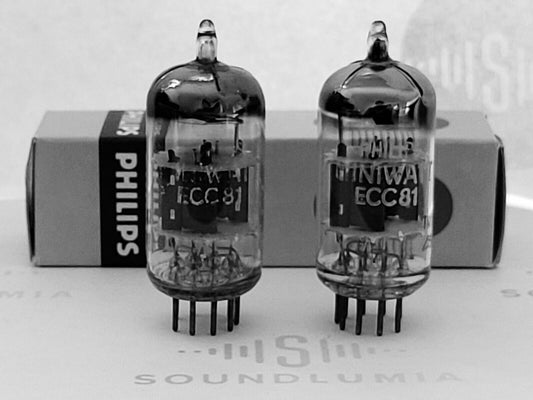 Philips ECC81 12AT7 Folien-D-Getter, passendes Paar – Heerlen 1955 TK1 – gleicher Code